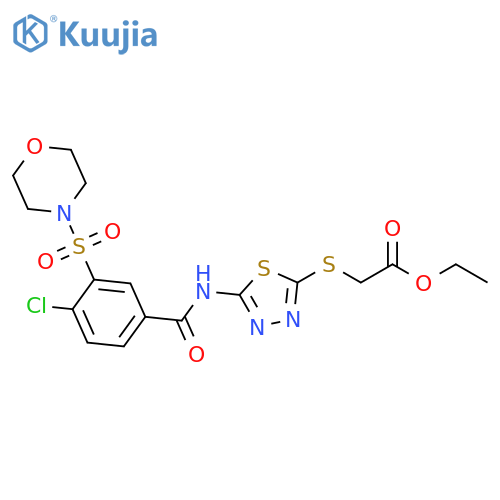ethyl 2-({5-4-chloro-3-(morpholine-4-sulfonyl)benzamido-1,3,4-thiadiazol-2-yl}sulfanyl)acetate structure