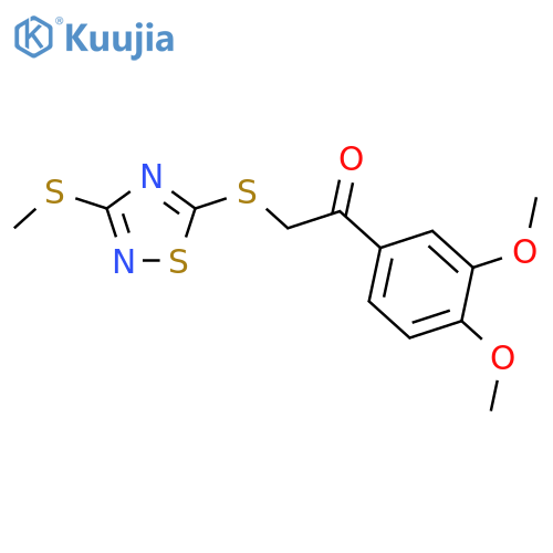 <br>1-(3,4-dimethoxyphenyl)-2-{[3-(methylsulfanyl)-1,2,4-thiadiazol-5-yl]sulfan yl}ethanone structure