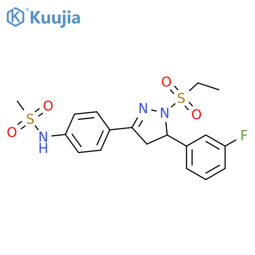 N-{4-1-(ethanesulfonyl)-5-(3-fluorophenyl)-4,5-dihydro-1H-pyrazol-3-ylphenyl}methanesulfonamide structure