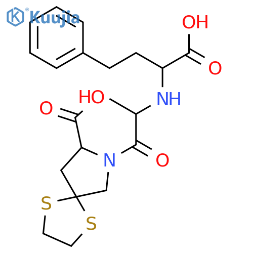 1,4-Dithia-7-azaspiro[4.4]nonane-8-carboxylicacid, 7-[(2S)-2-[[(1S)-1-carboxy-3-phenylpropyl]amino]-1-oxopropyl]-, (8S)- structure