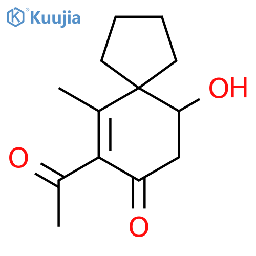 Spiro[4.5]dec-6-en-8-one, 7-acetyl-10-hydroxy-6-methyl- structure