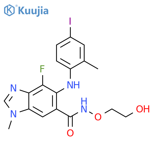 1H-Benzimidazole-6-carboxamide,4-fluoro-N-(2-hydroxyethoxy)-5-[(4-iodo-2-methylphenyl)amino]-1-methyl- structure