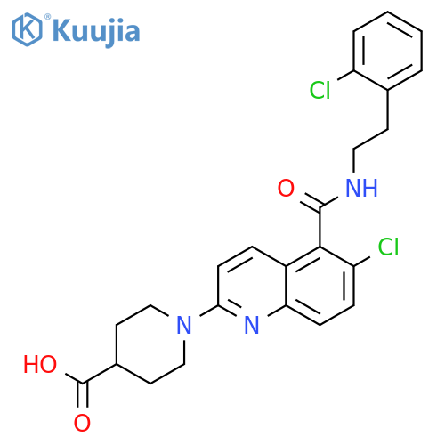 4-Piperidinecarboxylic acid,1-[6-chloro-5-[[[2-(2-chlorophenyl)ethyl]amino]carbonyl]-2-quinolinyl]- structure