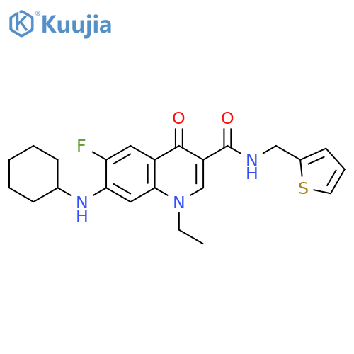 3-Quinolinecarboxamide,7-(cyclohexylamino)-1-ethyl-6-fluoro-1,4-dihydro-4-oxo-N-(2-thienylmethyl)- structure