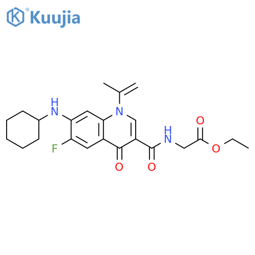 Glycine,N-[[7-(cyclohexylamino)-6-fluoro-1,4-dihydro-1-(1-methylethenyl)-4-oxo-3-quinolinyl]carbonyl]-, ethyl ester structure