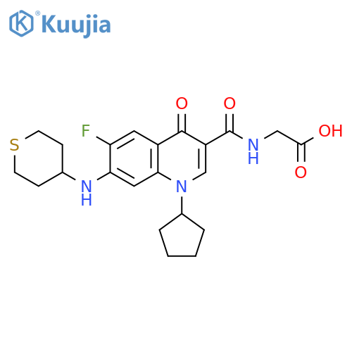 Glycine,N-[[1-cyclopentyl-6-fluoro-1,4-dihydro-4-oxo-7-[(tetrahydro-2H-thiopyran-4-yl)amino]-3-quinolinyl]carbonyl]- structure