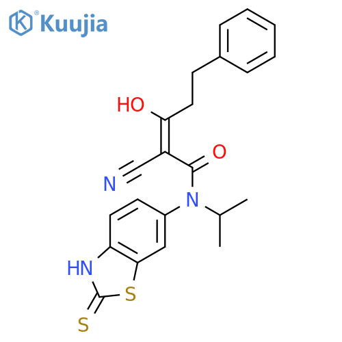 2-Pentenamide,2-cyano-N-(2,3-dihydro-2-thioxo-6-benzothiazolyl)-3-hydroxy-N-(1-methylethyl)-5-phenyl- structure