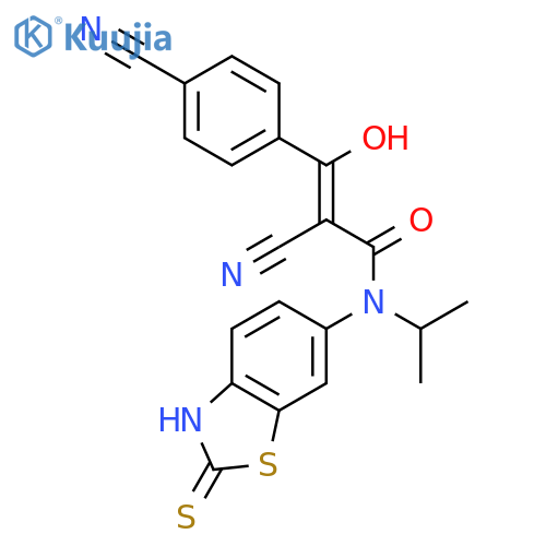2-Propenamide,2-cyano-3-(4-cyanophenyl)-N-(2,3-dihydro-2-thioxo-6-benzothiazolyl)-3-hydroxy-N-(1-methylethyl)- structure