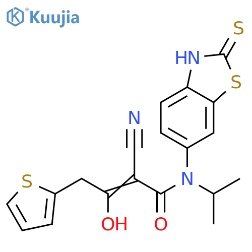 2-Butenamide,2-cyano-N-(2,3-dihydro-2-thioxo-6-benzothiazolyl)-3-hydroxy-N-(1-methylethyl)-4-(2-thienyl)- structure