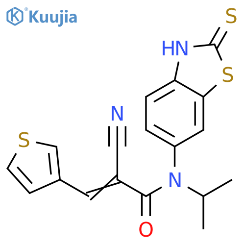 2-Propenamide,2-cyano-N-(2,3-dihydro-2-thioxo-6-benzothiazolyl)-N-(1-methylethyl)-3-(3-thienyl)- structure