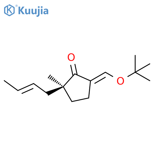 Cyclopentanone,2-(2E)-2-butenyl-5-[(1,1-dimethylethoxy)methylene]-2-methyl-, (2S,5E)- structure