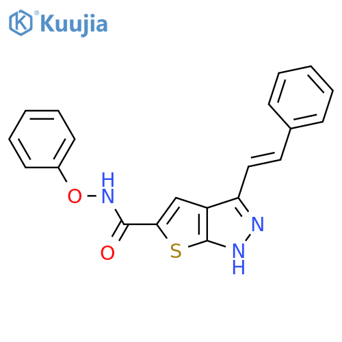 1H-Thieno[2,3-c]pyrazole-5-carboxamide,N-phenoxy-3-[(1E)-2-phenylethenyl]- structure