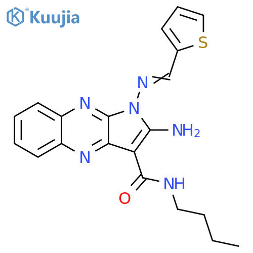 2-amino-N-butyl-1-(E)-(thiophen-2-yl)methylideneamino-1H-pyrrolo2,3-bquinoxaline-3-carboxamide structure