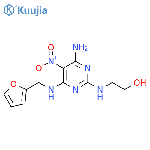 2-(4-amino-6-{(furan-2-yl)methylamino}-5-nitropyrimidin-2-yl)aminoethan-1-ol structure