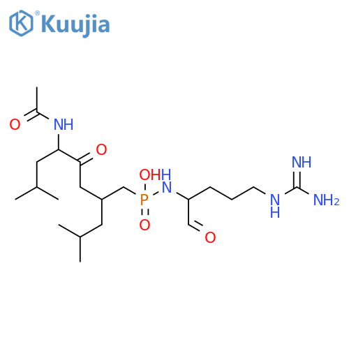 Phosphonamidic acid,P-[5-(acetylamino)-7-methyl-2-(2-methylpropyl)-4-oxooctyl]-N-[4-[(aminoiminomethyl)amino]-1-formylbutyl]- structure