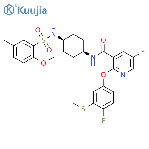 3-Pyridinecarboxamide,5-fluoro-2-[4-fluoro-3-(methylthio)phenoxy]-N-[cis-4-[[(2-methoxy-5-methylphenyl)sulfonyl]amino]cyclohexyl]- structure