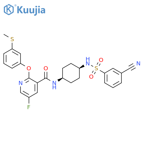 3-Pyridinecarboxamide,N-[cis-4-[[(3-cyanophenyl)sulfonyl]amino]cyclohexyl]-5-fluoro-2-[3-(methylthio)phenoxy]- structure