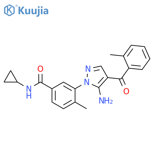 Benzamide,3-[5-amino-4-(2-methylbenzoyl)-1H-pyrazol-1-yl]-N-cyclopropyl-4-methyl- structure