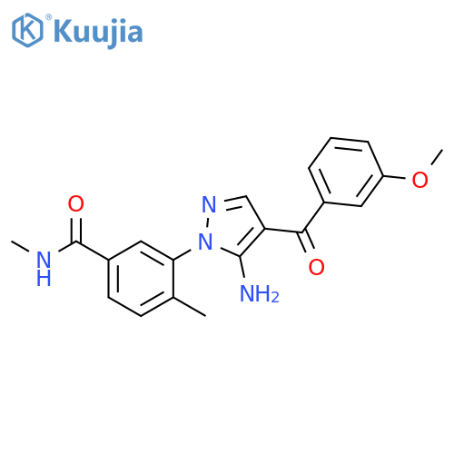 Benzamide,3-[5-amino-4-(3-methoxybenzoyl)-1H-pyrazol-1-yl]-N,4-dimethyl- structure