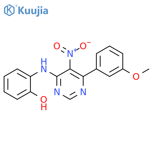 Phenol, 2-[[6-(3-methoxyphenyl)-5-nitro-4-pyrimidinyl]amino]- structure