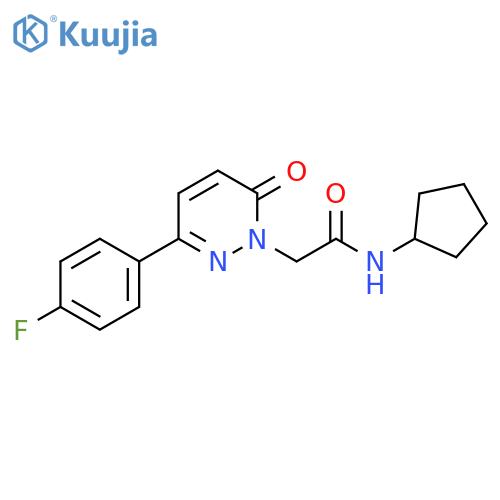 N-cyclopentyl-2-3-(4-fluorophenyl)-6-oxo-1,6-dihydropyridazin-1-ylacetamide structure