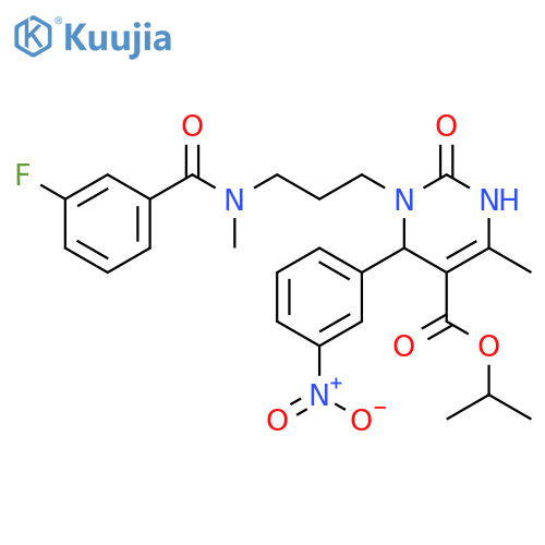 5-Pyrimidinecarboxylic acid,1-[3-[(3-fluorobenzoyl)methylamino]propyl]-1,2,3,6-tetrahydro-4-methyl-6-(3-nitrophenyl)-2-oxo-, 1-methylethyl ester structure