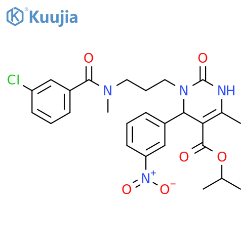 5-Pyrimidinecarboxylic acid,1-[3-[(3-chlorobenzoyl)methylamino]propyl]-1,2,3,6-tetrahydro-4-methyl-6-(3-nitrophenyl)-2-oxo-, 1-methylethyl ester structure