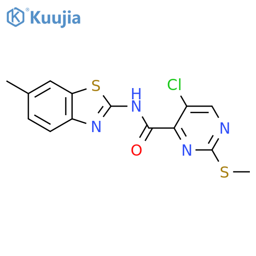5-chloro-N-(6-methyl-1,3-benzothiazol-2-yl)-2-(methylsulfanyl)pyrimidine-4-carboxamide structure