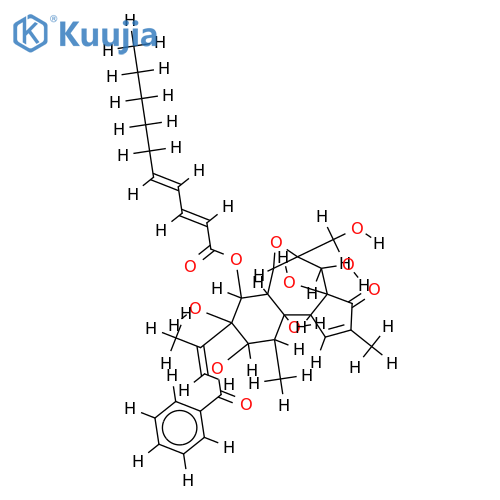 12-O-Benzoyl-14-O-(2E,4E)-decadienoyl-5beta,12beta-dihydroxyresiniferonol-6alpha,7alpha-oxide structure
