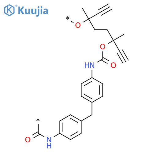 Poly[oxy(1,4-diethynyl-1,4-dimethyl-1,4-butanediyl)oxycarbonylimino-1,4-phenylenemethylene-1,4-phenyleneiminocarbonyl] structure