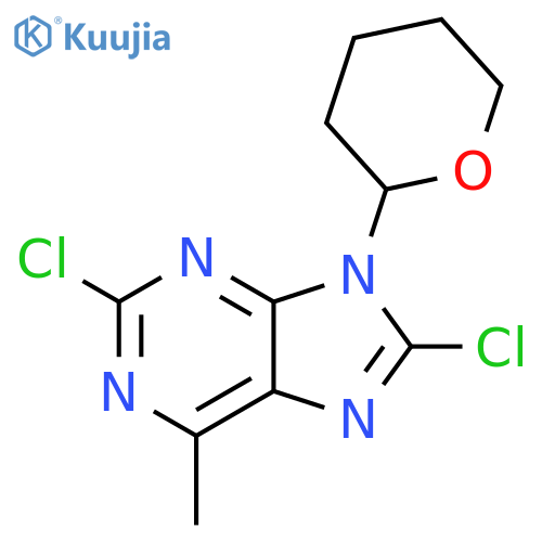 9H-Purine, 2,8-dichloro-6-methyl-9-(tetrahydro-2H-pyran-2-yl)- structure