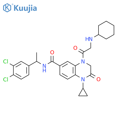 6-Quinoxalinecarboxamide,4-[(cyclohexylamino)acetyl]-1-cyclopropyl-N-[1-(3,4-dichlorophenyl)ethyl]-1,2,3,4-tetrahydro-2-oxo- structure