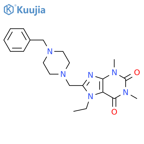 8-(4-benzylpiperazin-1-yl)methyl-7-ethyl-1,3-dimethyl-2,3,6,7-tetrahydro-1H-purine-2,6-dione structure