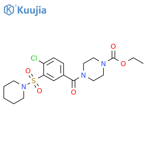 ethyl 4-4-chloro-3-(piperidine-1-sulfonyl)benzoylpiperazine-1-carboxylate structure