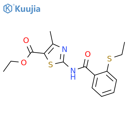 <br>ethyl 2-({[2-(ethylsulfanyl)phenyl]carbonyl}amino)-4-methyl-1,3-thiazole-5- carboxylate structure