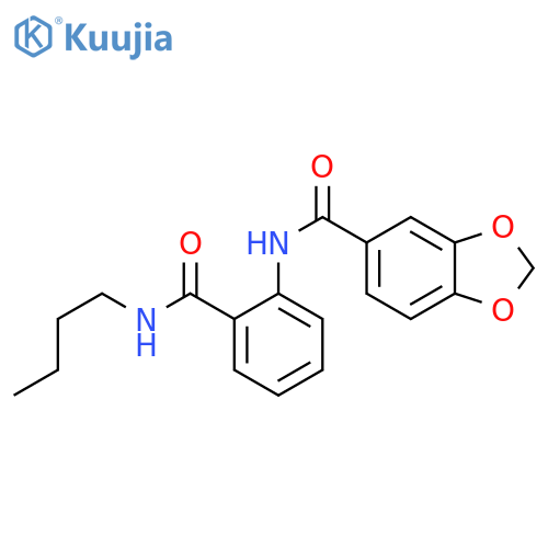 N-[2-(butylcarbamoyl)phenyl]-1,3-benzodioxole-5-carboxamide structure