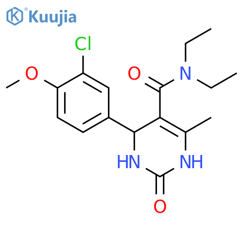 <br>4-(3-chloro-4-methoxyphenyl)-N,N-diethyl-6-methyl-2-oxo-1,2,3,4-tetrahydro- 5-pyrimidinecarboxamide structure