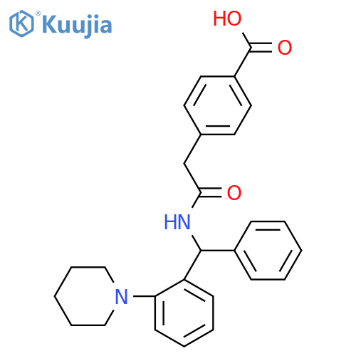 4-((N-(alpha-Phenyl-2-piperidinobenzyl)carbamoyl)methyl)benzoic acid structure