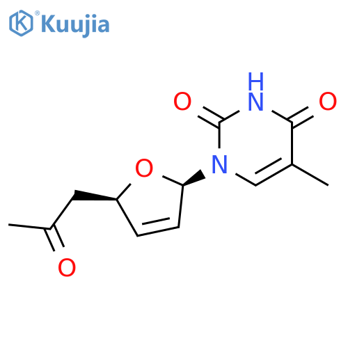 2,4(1H,3H)-Pyrimidinedione,1-[(2R,5R)-2,5-dihydro-5-(2-oxopropyl)-2-furanyl]-5-methyl- structure