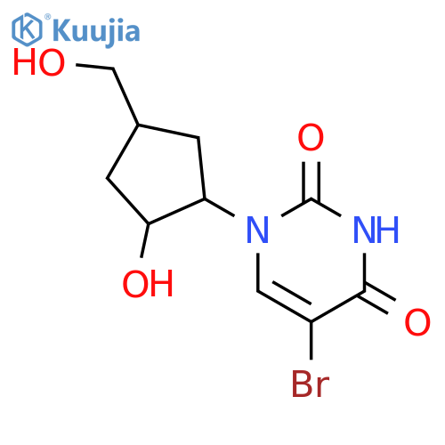 5-bromo-1-[(1S,2S,4R)-2-hydroxy-4-(hydroxymethyl)cyclopentyl]pyrimidine-2,4-dione structure