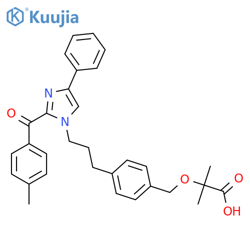 Propanoic acid,2-methyl-2-[[4-[3-[2-(4-methylbenzoyl)-4-phenyl-1H-imidazol-1-yl]propyl]phenyl]methoxy]- structure