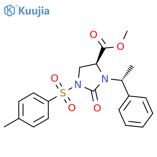 4-Imidazolidinecarboxylic acid,1-[(4-methylphenyl)sulfonyl]-2-oxo-3-[(1R)-1-phenylethyl]-, methyl ester,(4S)- structure