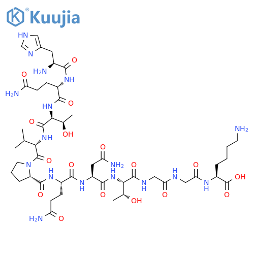 L-Lysine,L-histidyl-L-glutaminyl-L-threonyl-L-valyl-L-prolyl-L-glutaminyl-L-asparaginyl-L-threonylglycylglycyl- structure