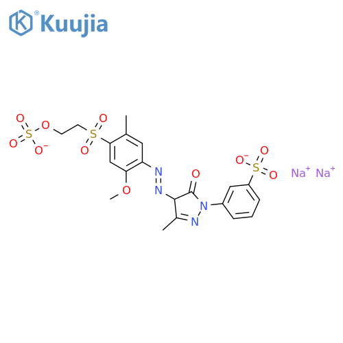 Benzenesulfonic acid,3-[4,5-dihydro-4-[2-[2-methoxy-5-methyl-4-[[2-(sulfooxy)ethyl]sulfonyl]phenyl]diazenyl]-3-methyl-5-oxo-1H-pyrazol-1-yl]-,sodium salt (1:2) structure