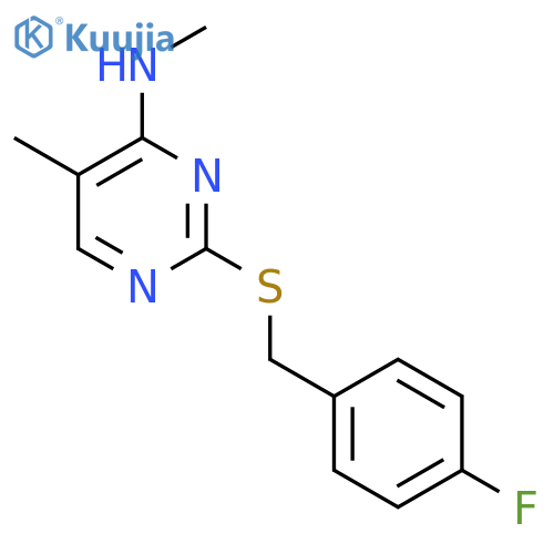 4-Pyrimidinamine,2-[[(4-fluorophenyl)methyl]thio]-N,5-dimethyl- structure