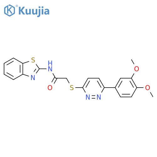 N-(1,3-benzothiazol-2-yl)-2-{6-(3,4-dimethoxyphenyl)pyridazin-3-ylsulfanyl}acetamide structure