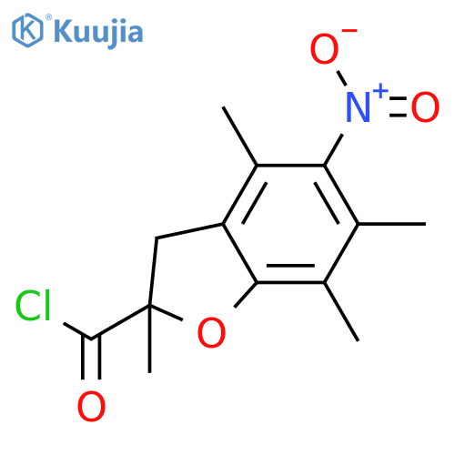 2-Benzofurancarbonyl chloride, 2,3-dihydro-2,4,6,7-tetramethyl-5-nitro- structure