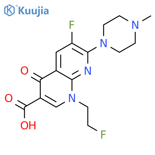 1,8-Naphthyridine-3-carboxylicacid, 6-fluoro-1-(2-fluoroethyl)-1,4-dihydro-7-(4-methyl-1-piperazinyl)-4-oxo- structure