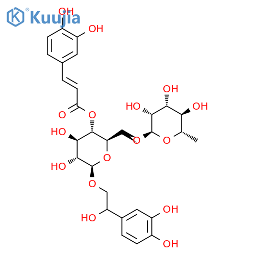 b-D-Glucopyranoside,2-(3,4-dihydroxyphenyl)-2-hydroxyethyl 6-O-(6-deoxy-a-L-mannopyranosyl)-,4-[(2E)-3-(3,4-dihydroxyphenyl)-2-propenoate] structure