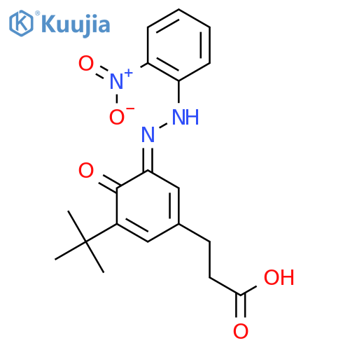 3-{(3E)-5-tert-butyl-3-[2-(2-nitrophenyl)hydrazinylidene]-4-oxocyclohexa-1,5-dien-1-yl}propanoic acid structure